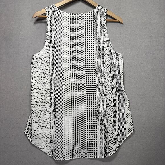 Van Heusen Graphic Stripe Top L Black White Sleeveless Modern Graphic Minimalist - Picture 2 of 7